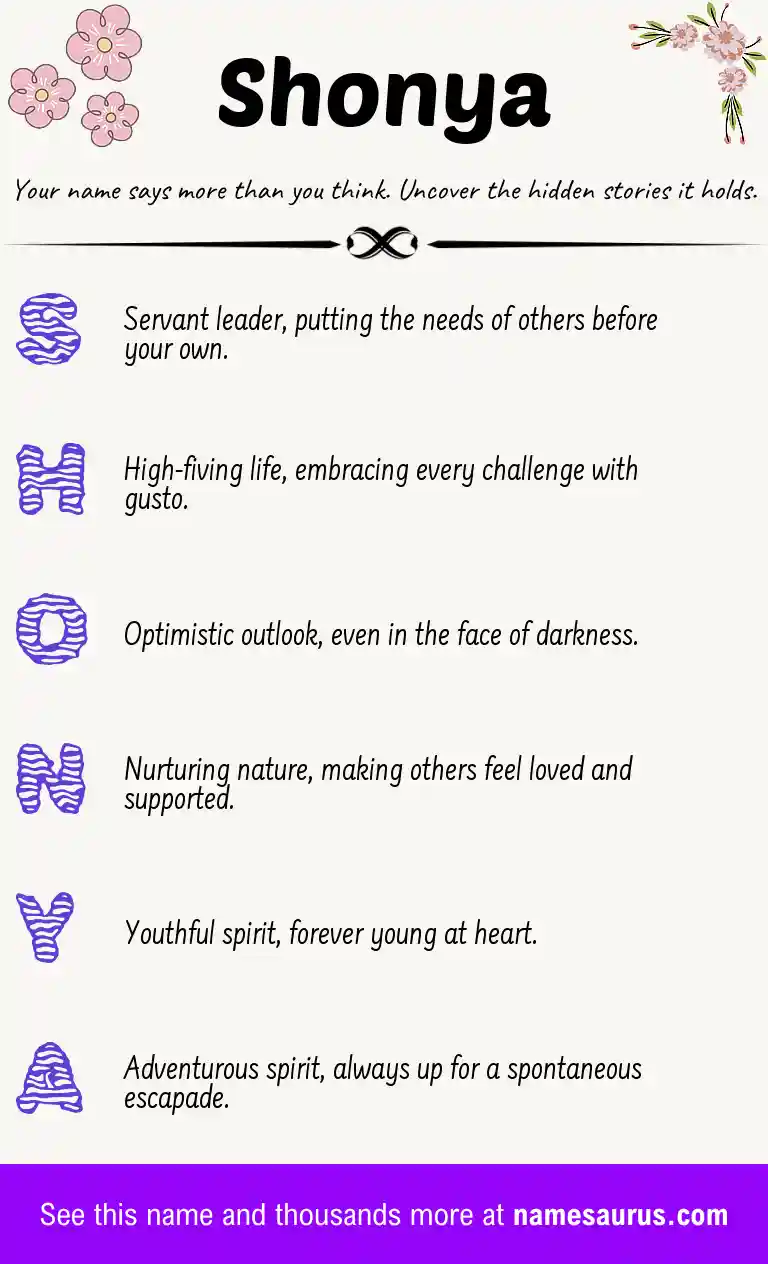 Acrostic poem about Shonya.