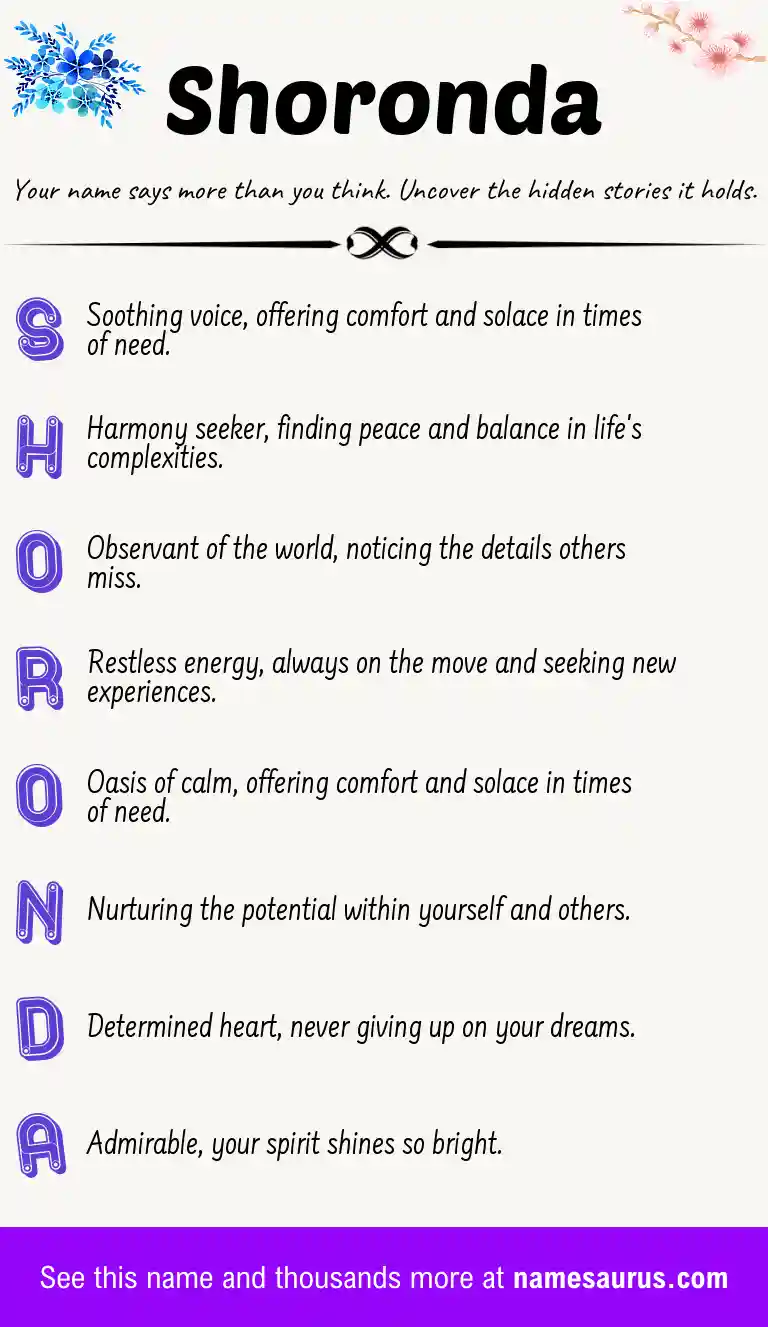 Acrostic poem about Shoronda.