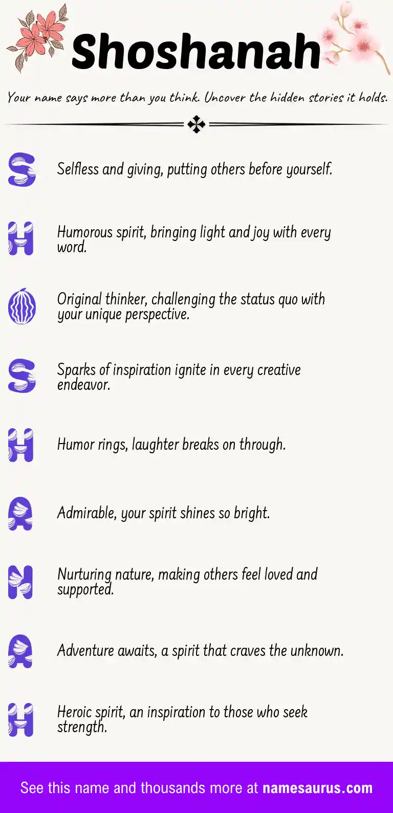 Acrostic poem about Shoshanah.