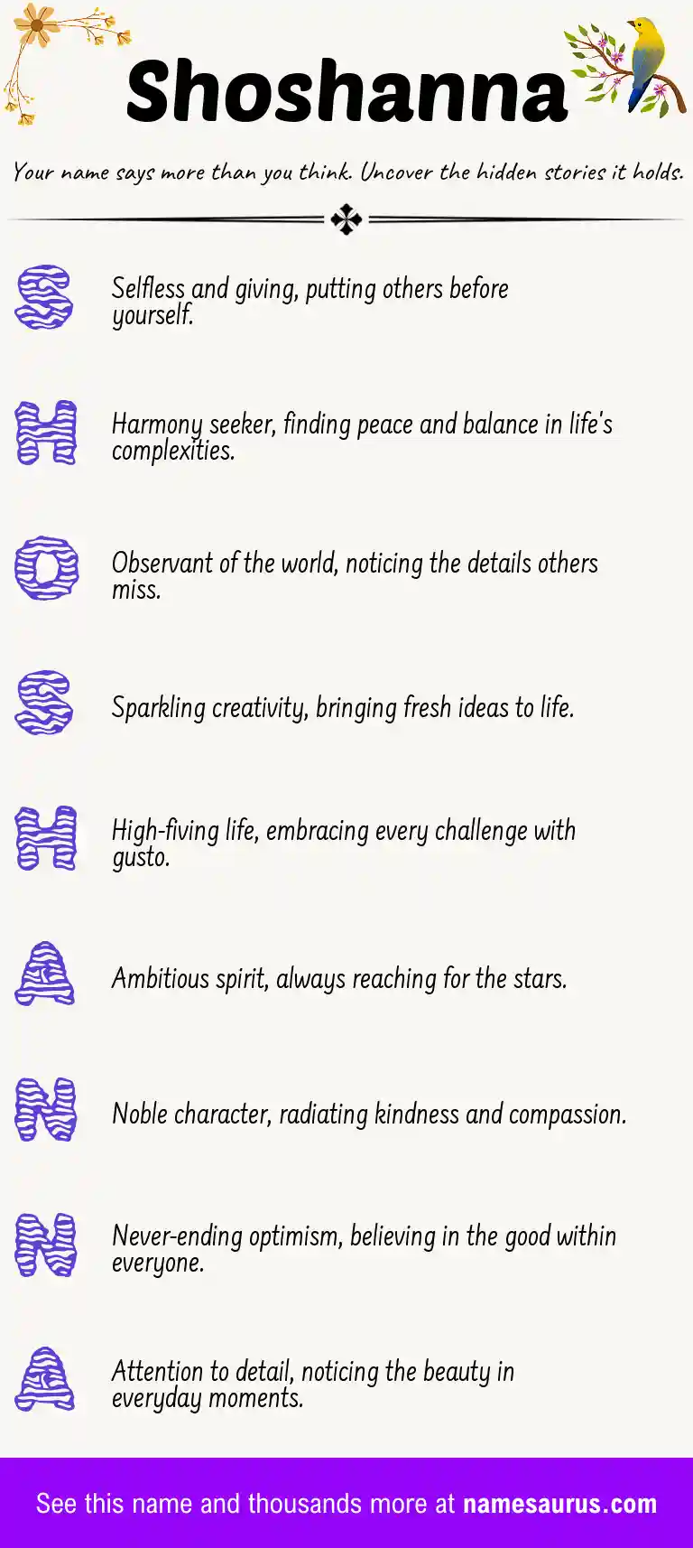 Acrostic poem about Shoshanna.