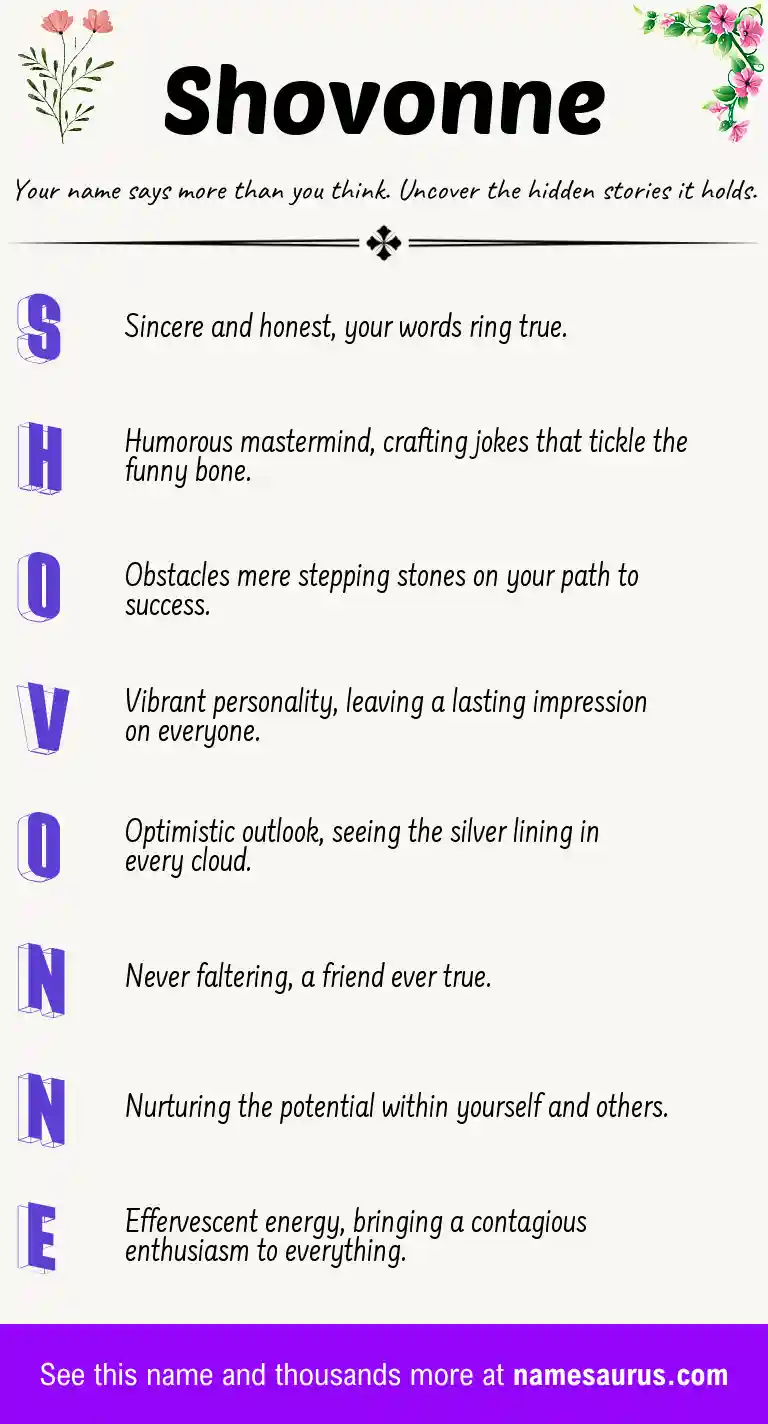 Acrostic poem about Shovonne.