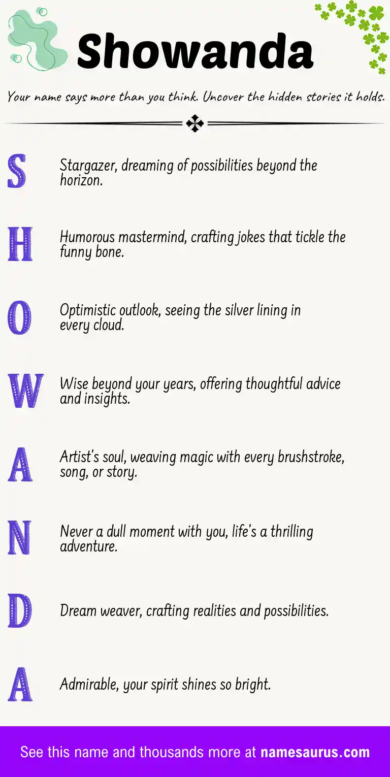 Acrostic poem about Showanda.