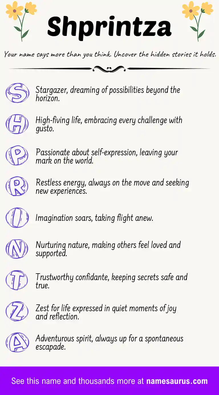 Acrostic poem about Shprintza.