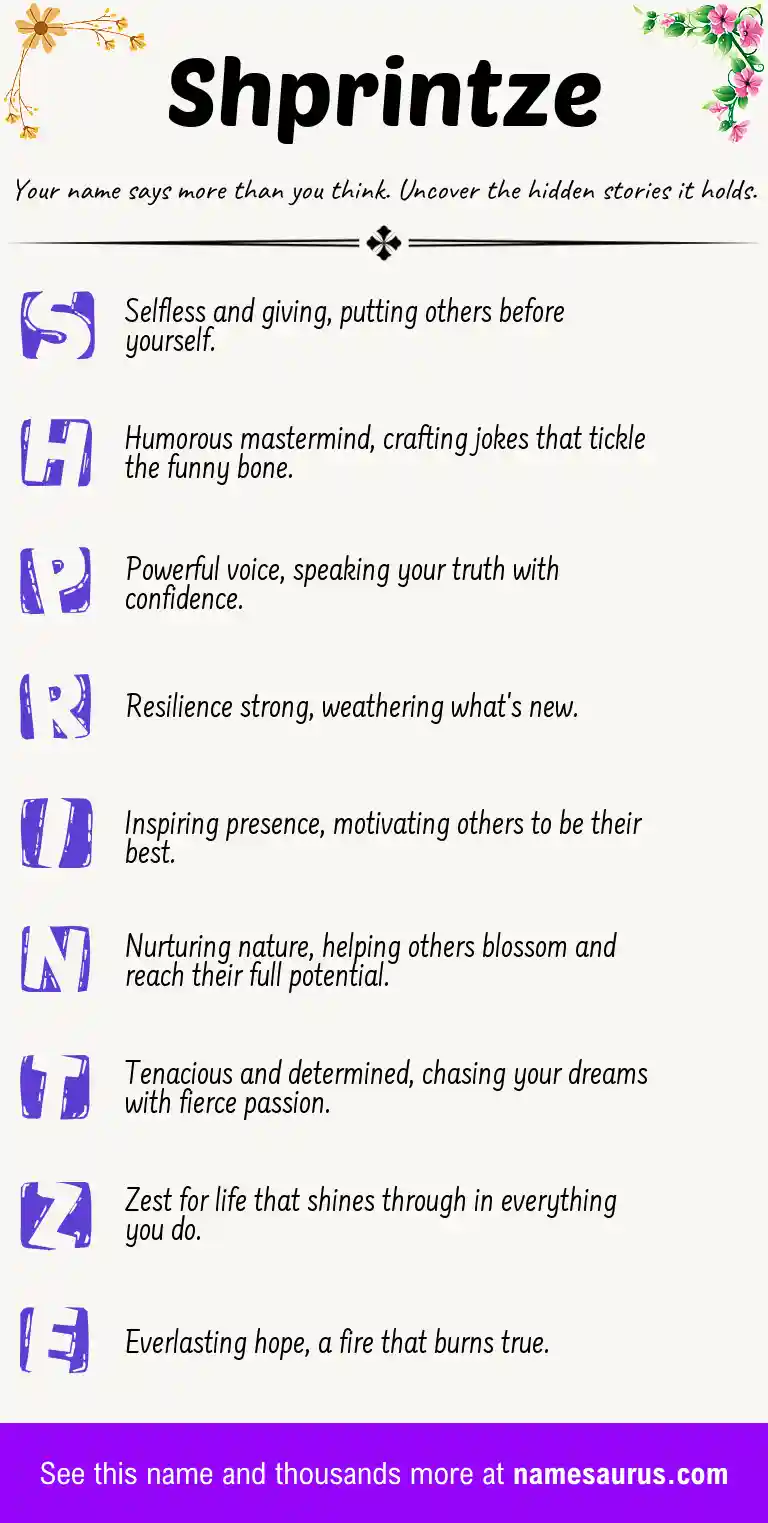 Acrostic poem about Shprintze.