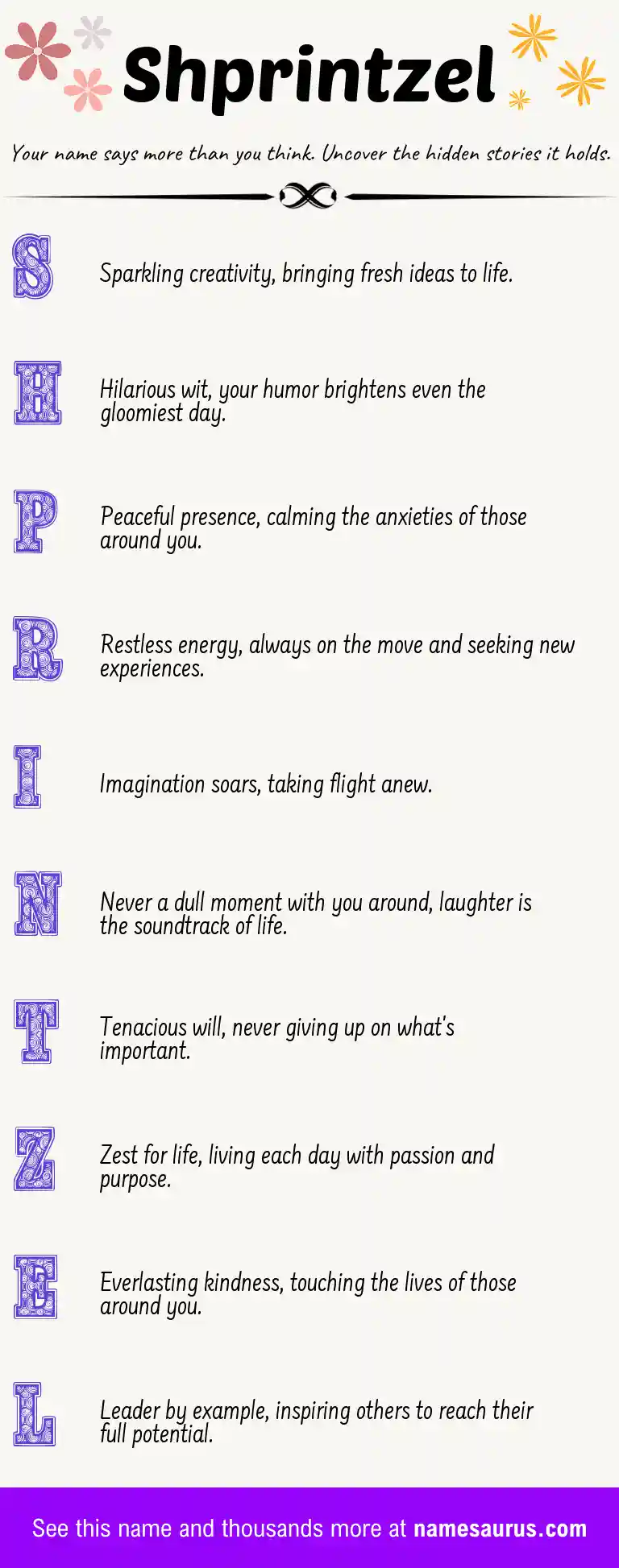 Acrostic poem about Shprintzel.