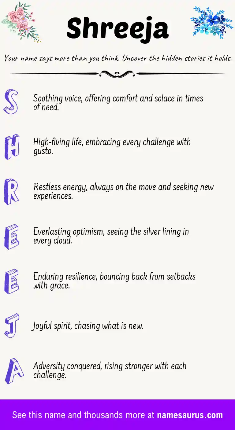 Acrostic poem about Shreeja.