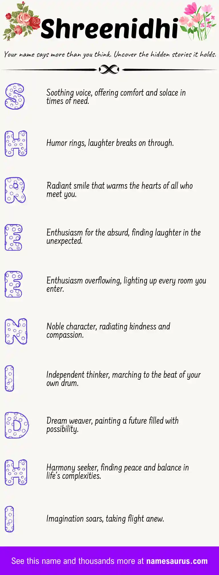 Acrostic poem about Shreenidhi.
