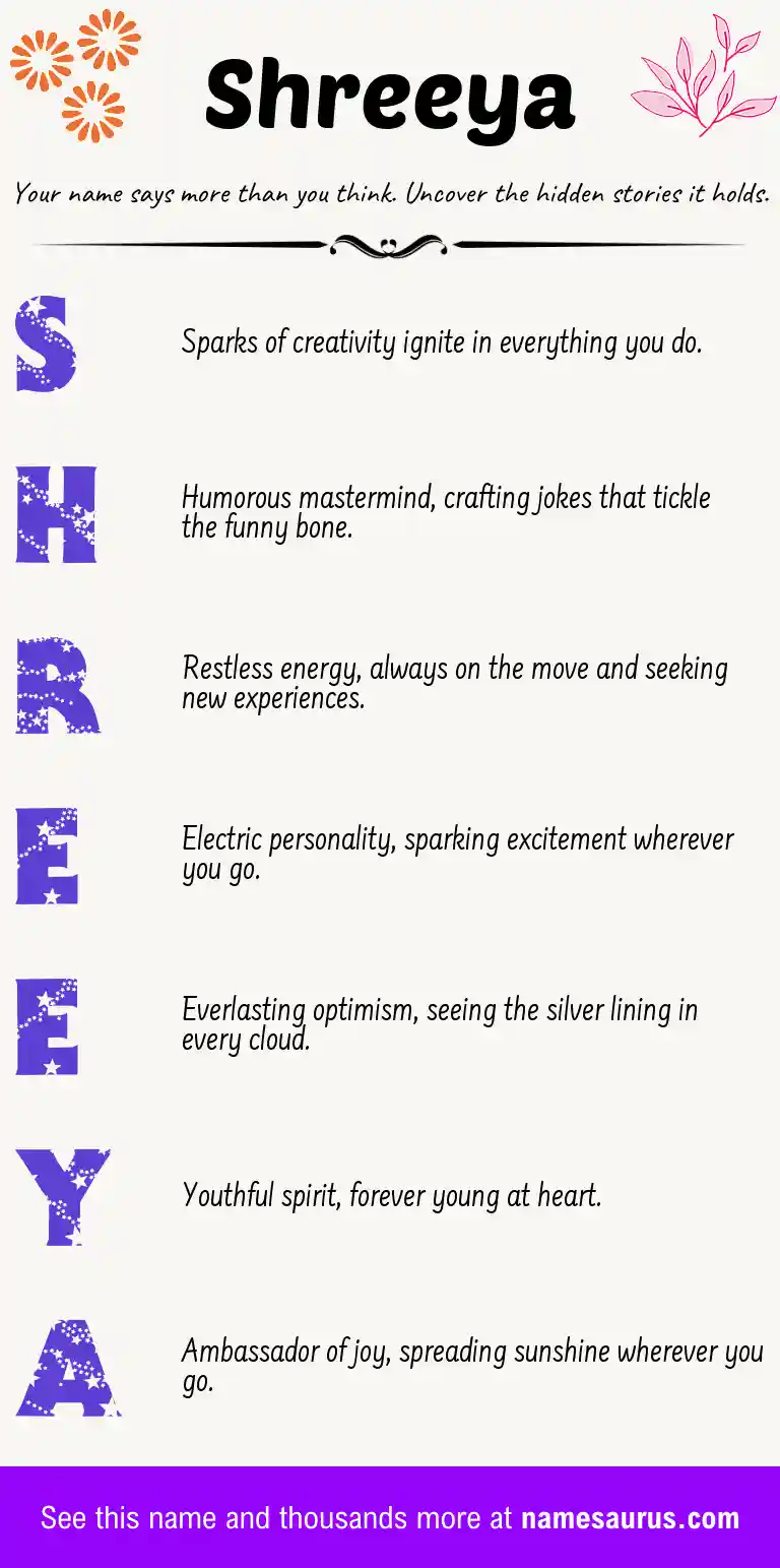 Acrostic poem about Shreeya.