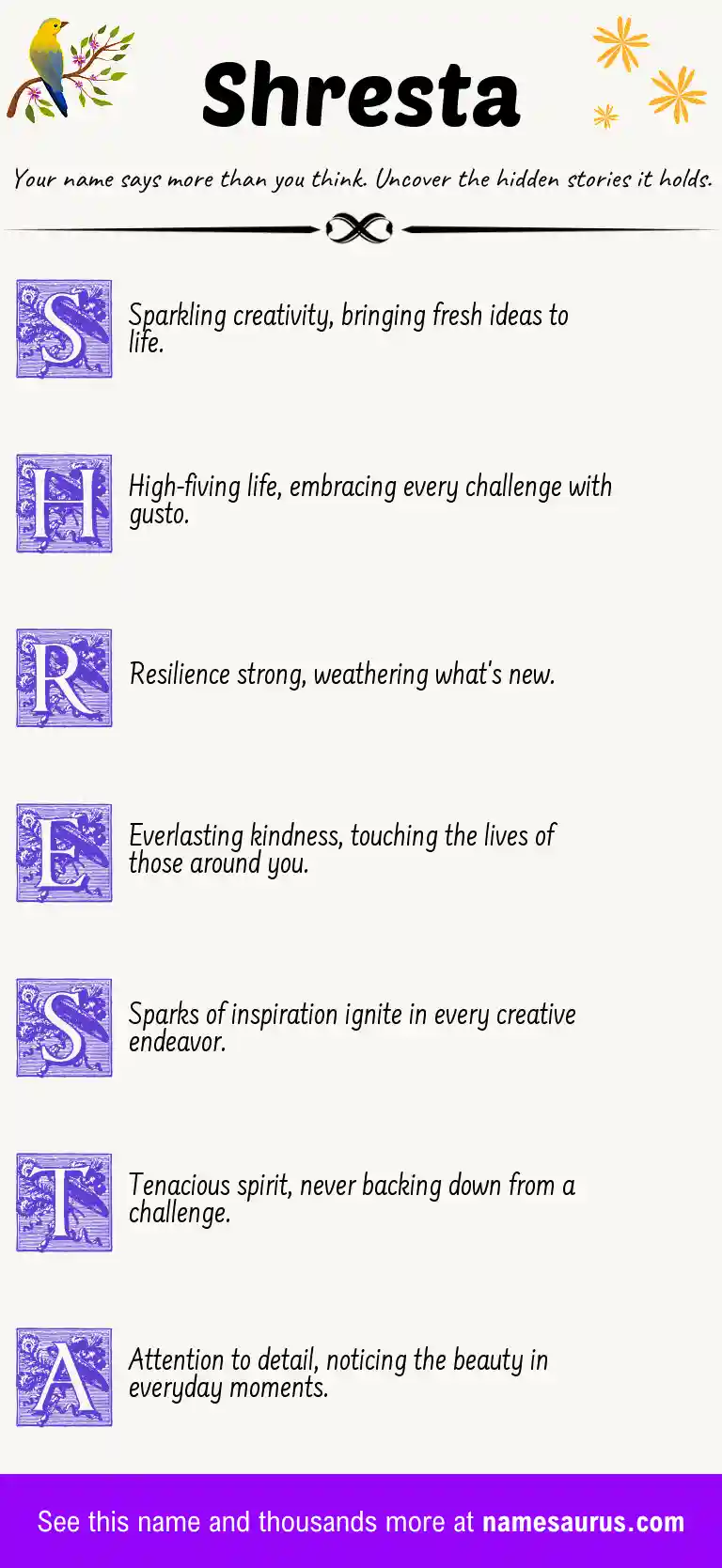 Acrostic poem about Shresta.
