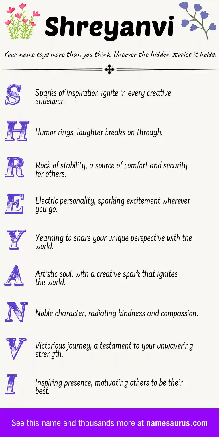 Acrostic poem about Shreyanvi.