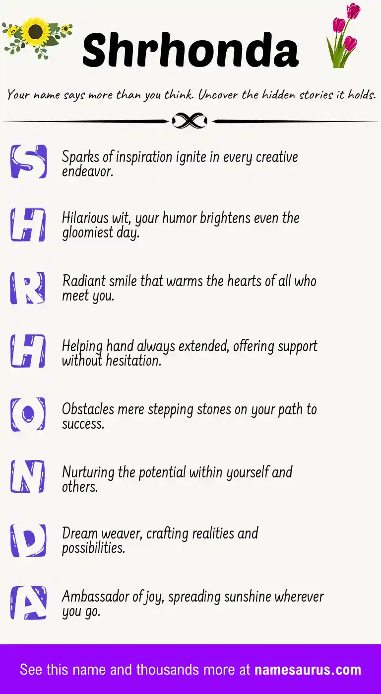 Acrostic poem about Shrhonda.