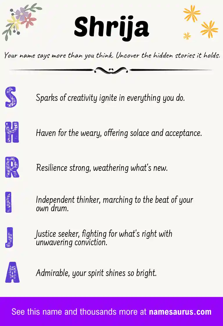 Acrostic poem about Shrija.