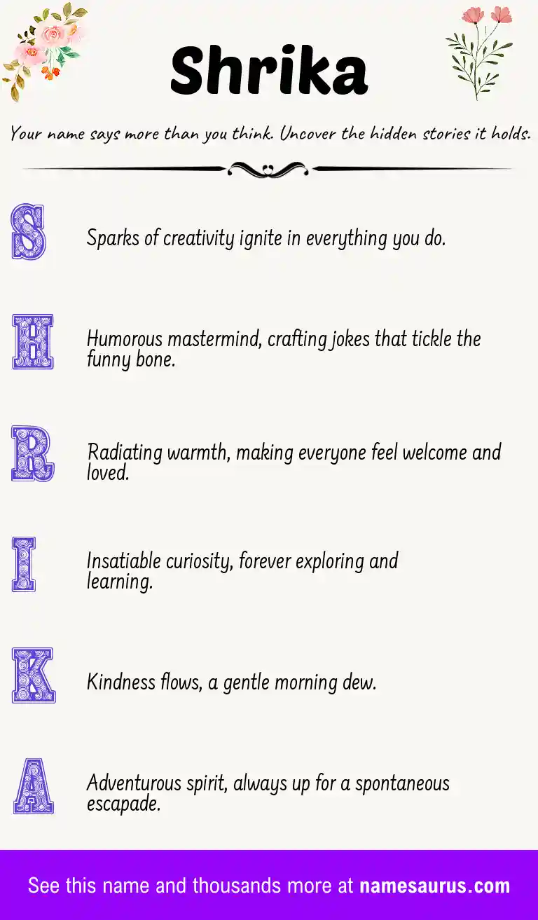 Acrostic poem about Shrika.