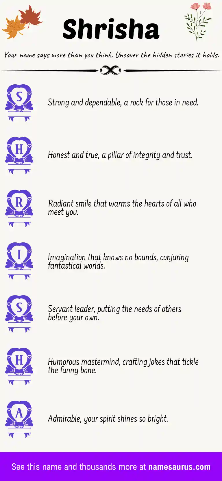 Acrostic poem about Shrisha.