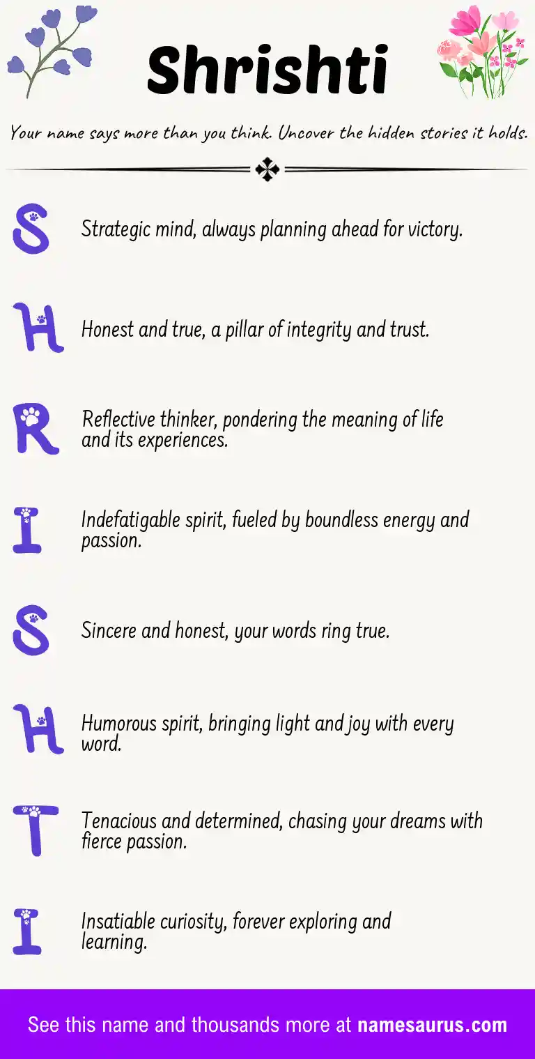 Acrostic poem about Shrishti.