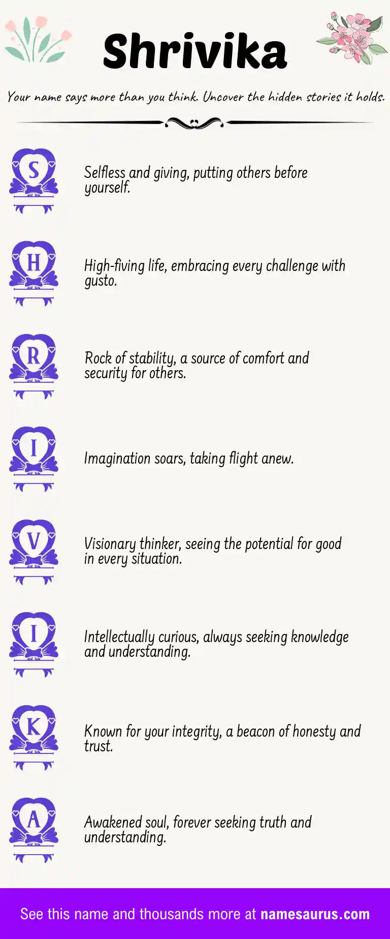 Acrostic poem about Shrivika.