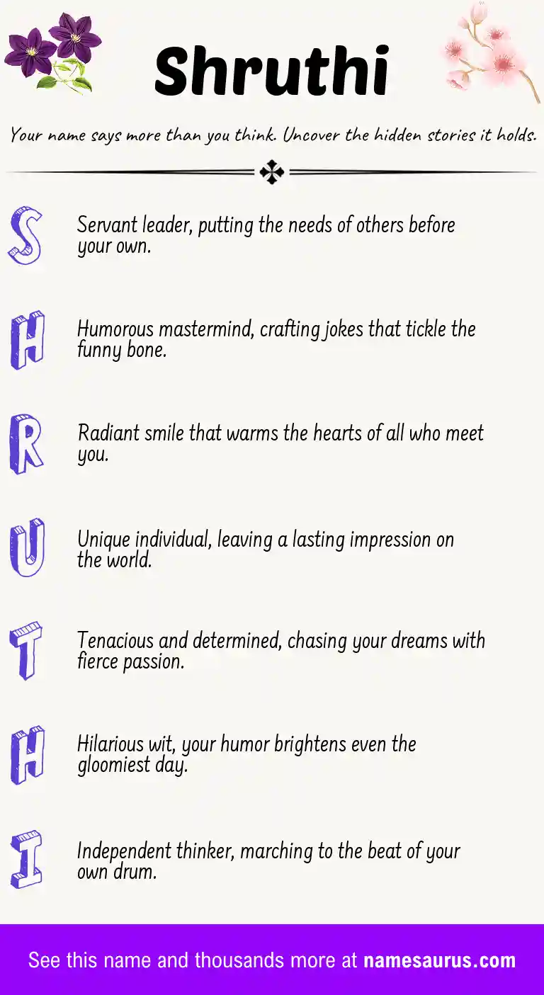 Acrostic poem about Shruthi.