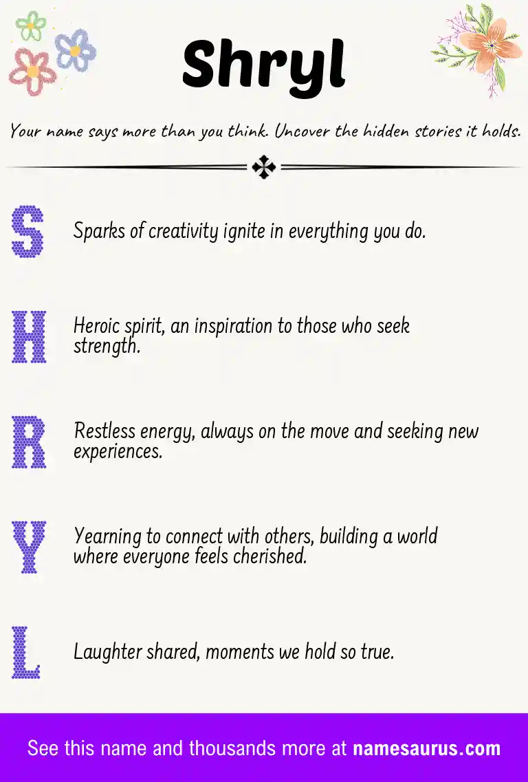 Acrostic poem about Shryl.