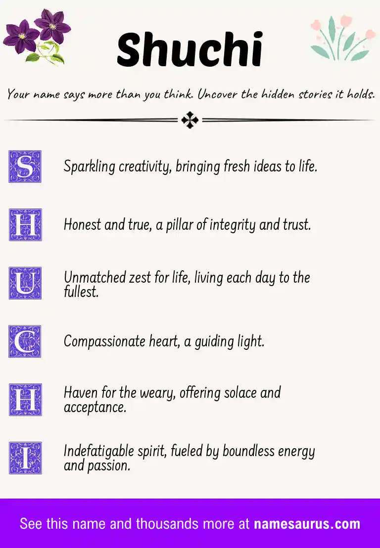 Acrostic poem about Shuchi.