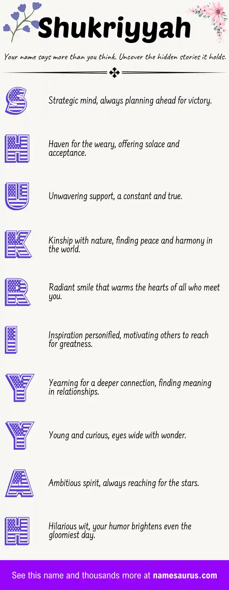 Acrostic poem about Shukriyyah.