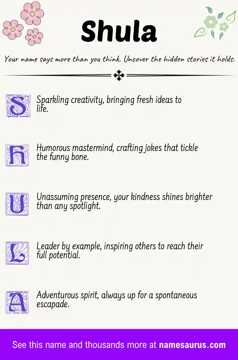 Acrostic poem about Shula.