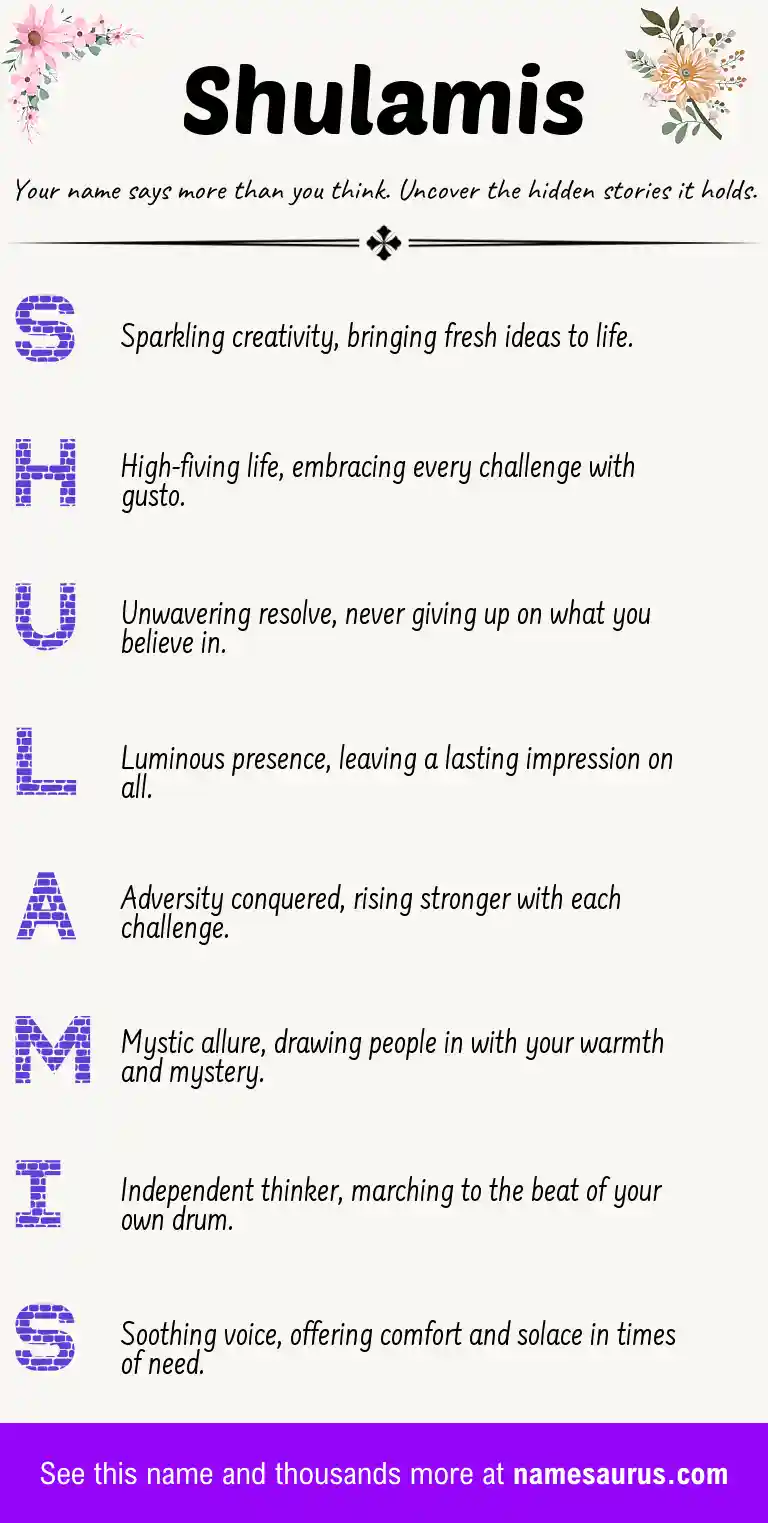 Acrostic poem about Shulamis.