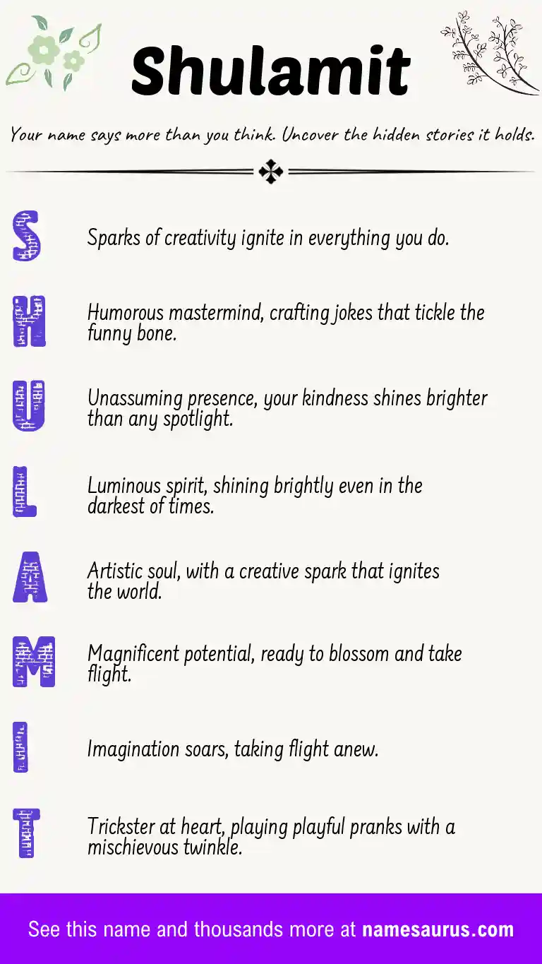 Acrostic poem about Shulamit.