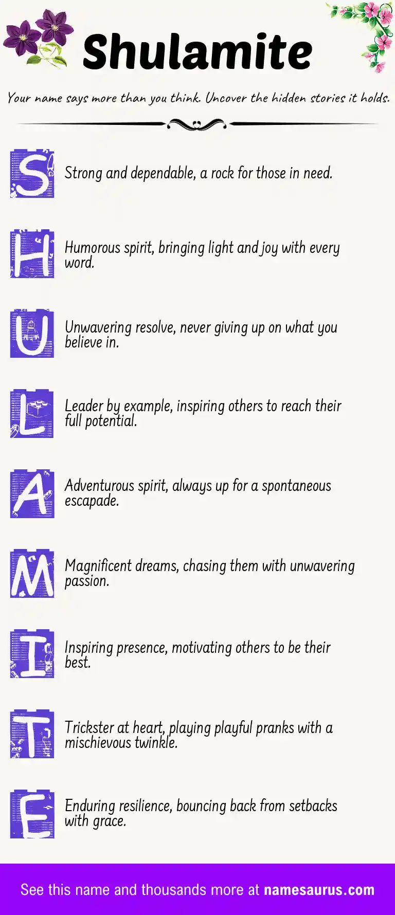 Acrostic poem about Shulamite.