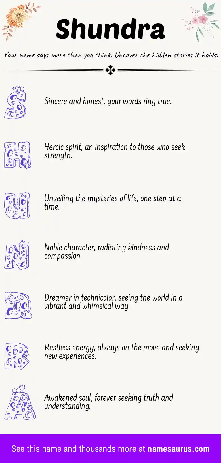Acrostic poem about Shundra.