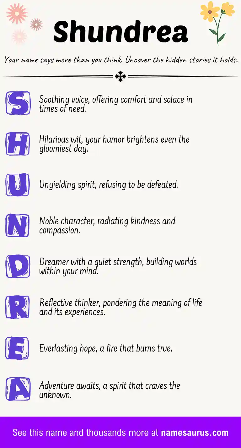 Acrostic poem about Shundrea.