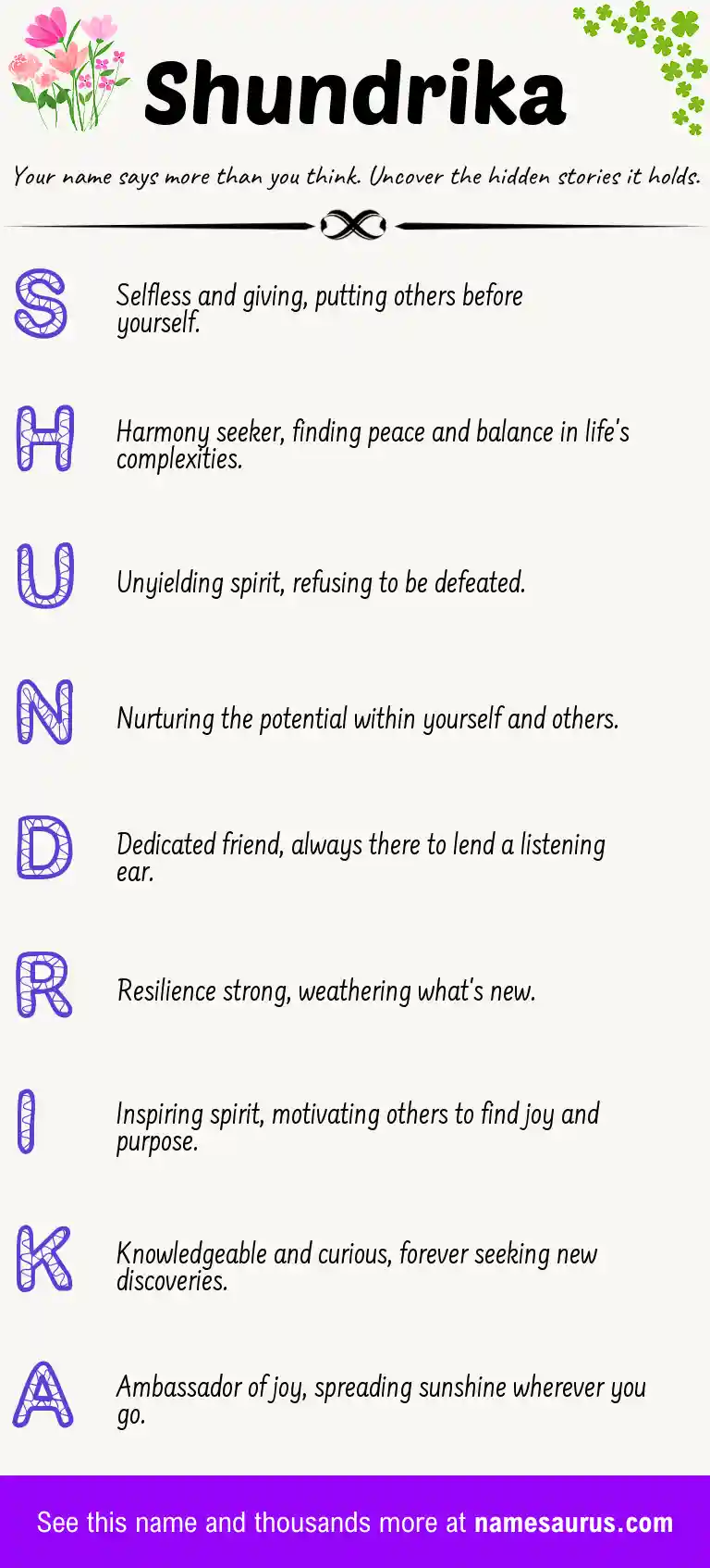 Acrostic poem about Shundrika.