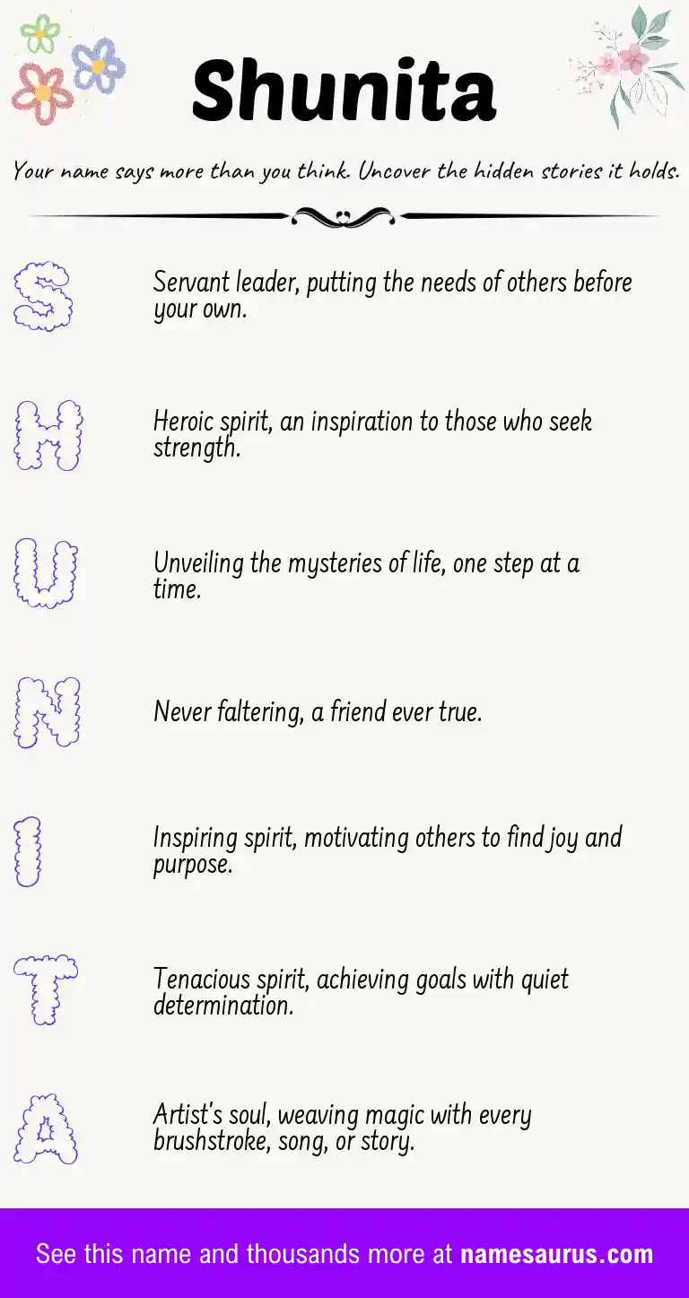 Acrostic poem about Shunita.