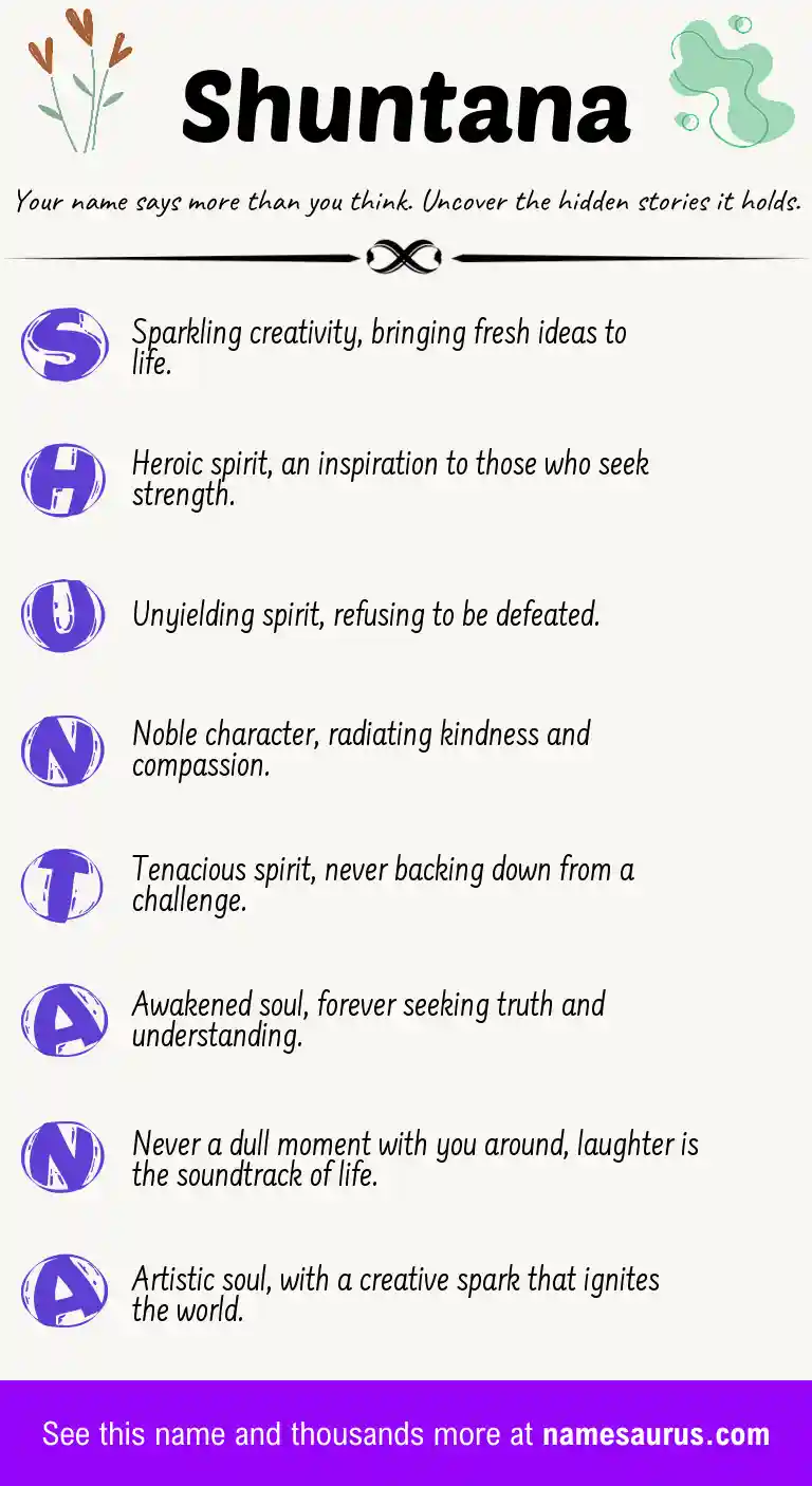 Acrostic poem about Shuntana.