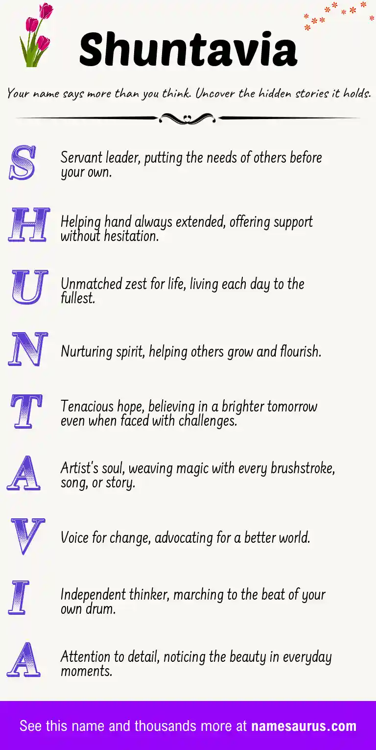 Acrostic poem about Shuntavia.