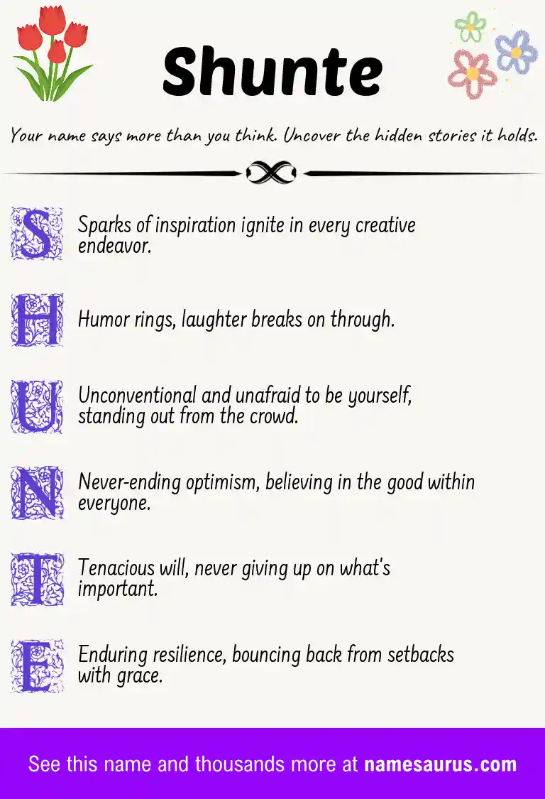 Acrostic poem about Shunte.