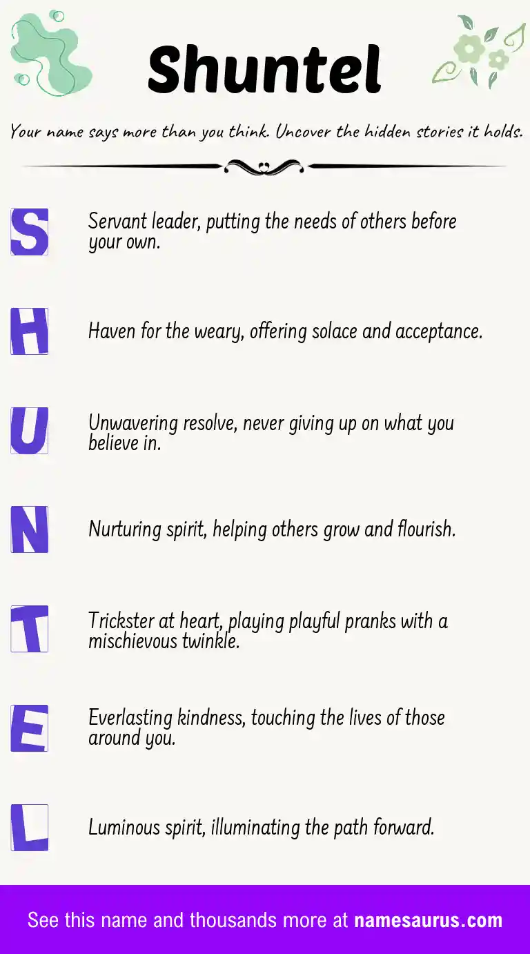 Acrostic poem about Shuntel.