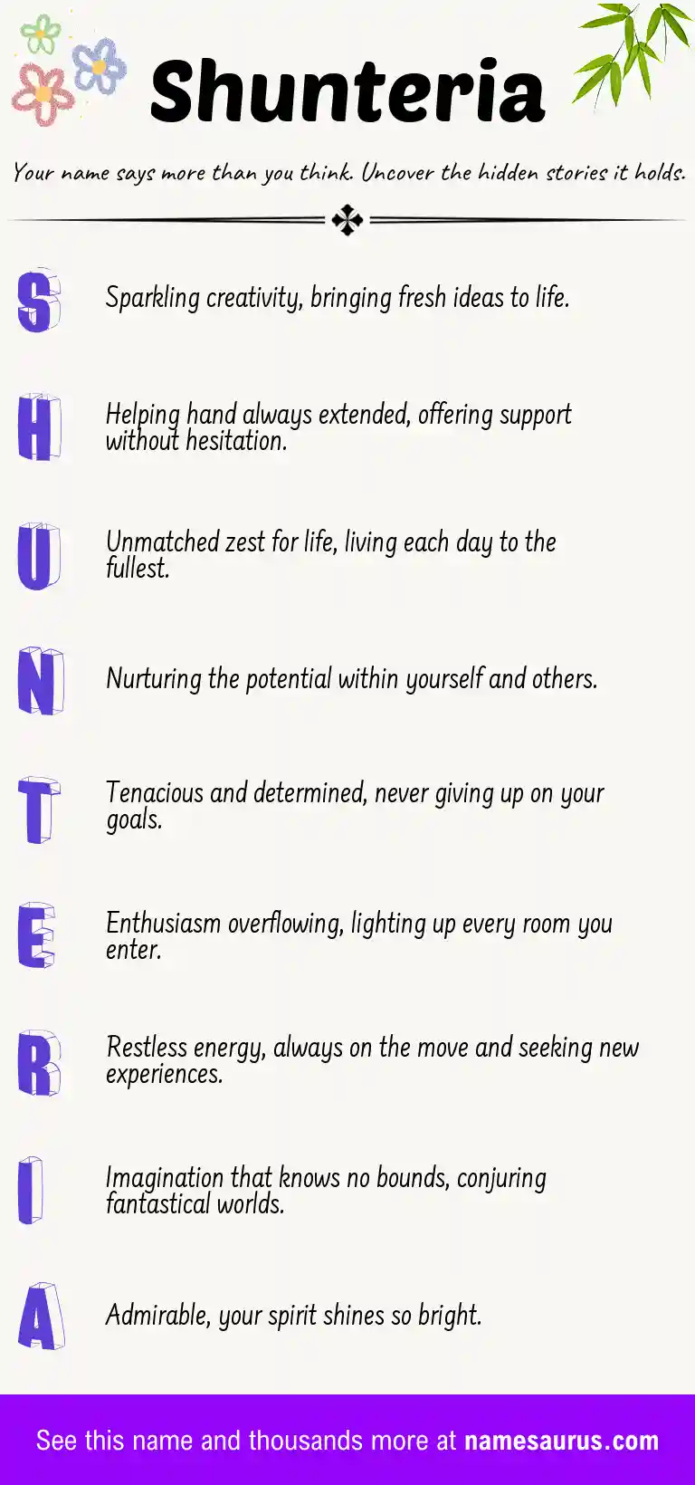 Acrostic poem about Shunteria.