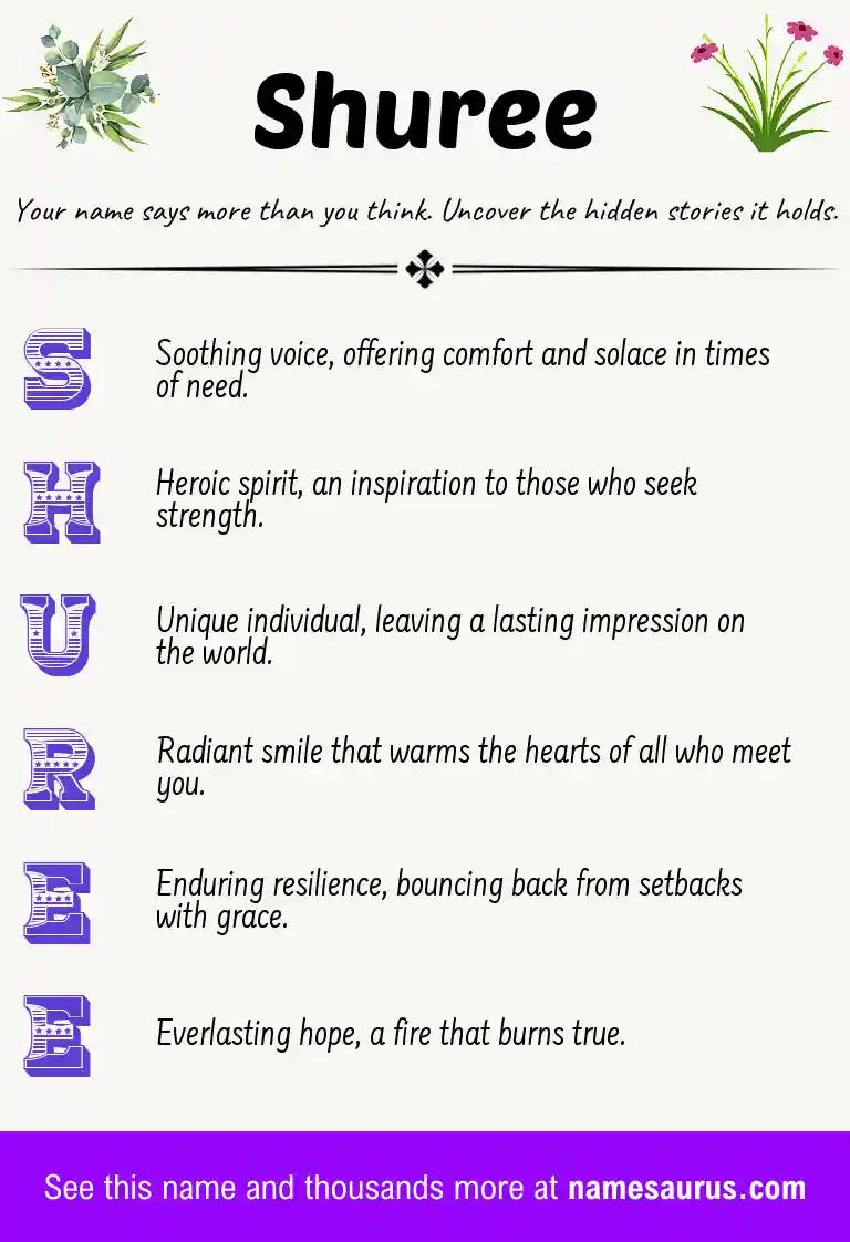 Acrostic poem about Shuree.