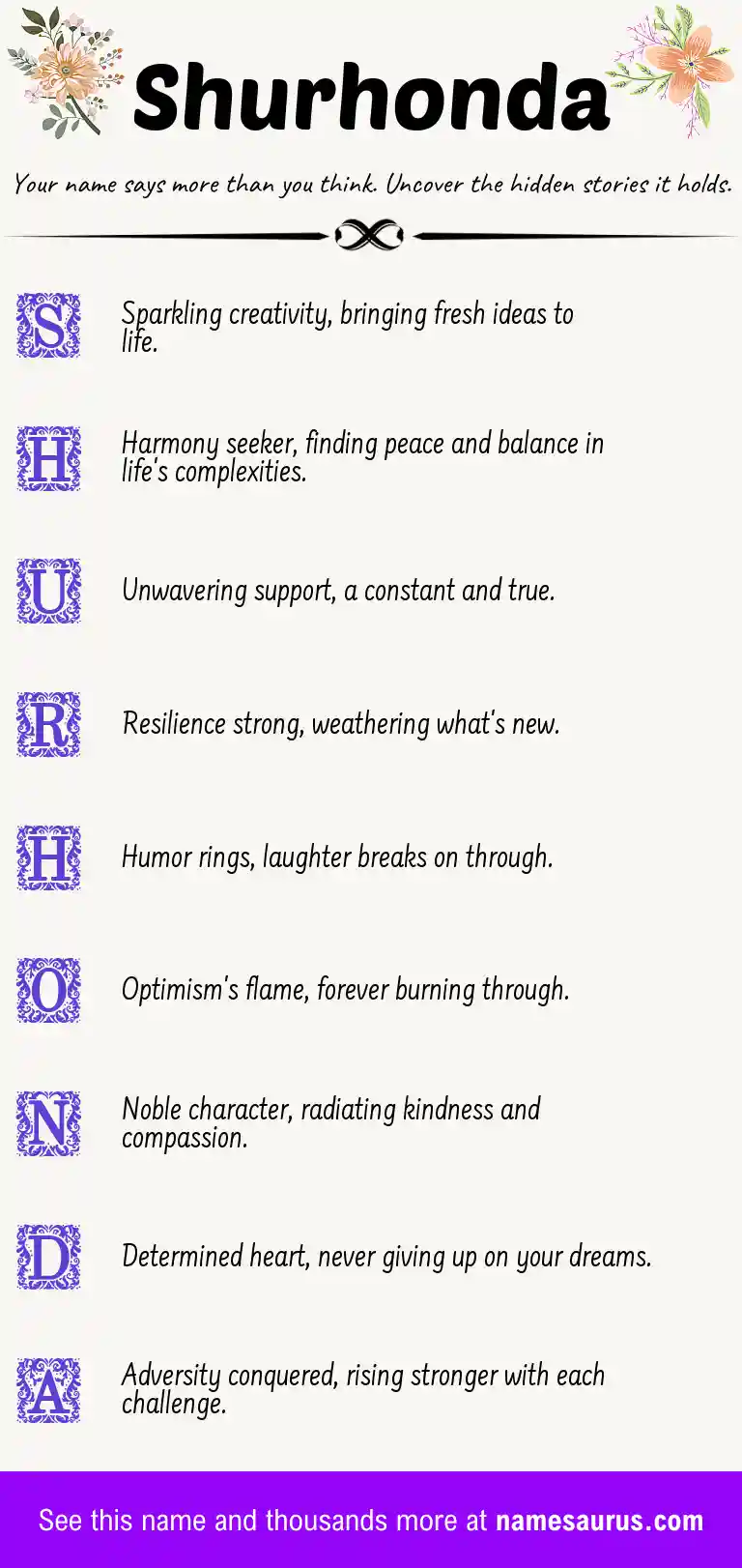Acrostic poem about Shurhonda.