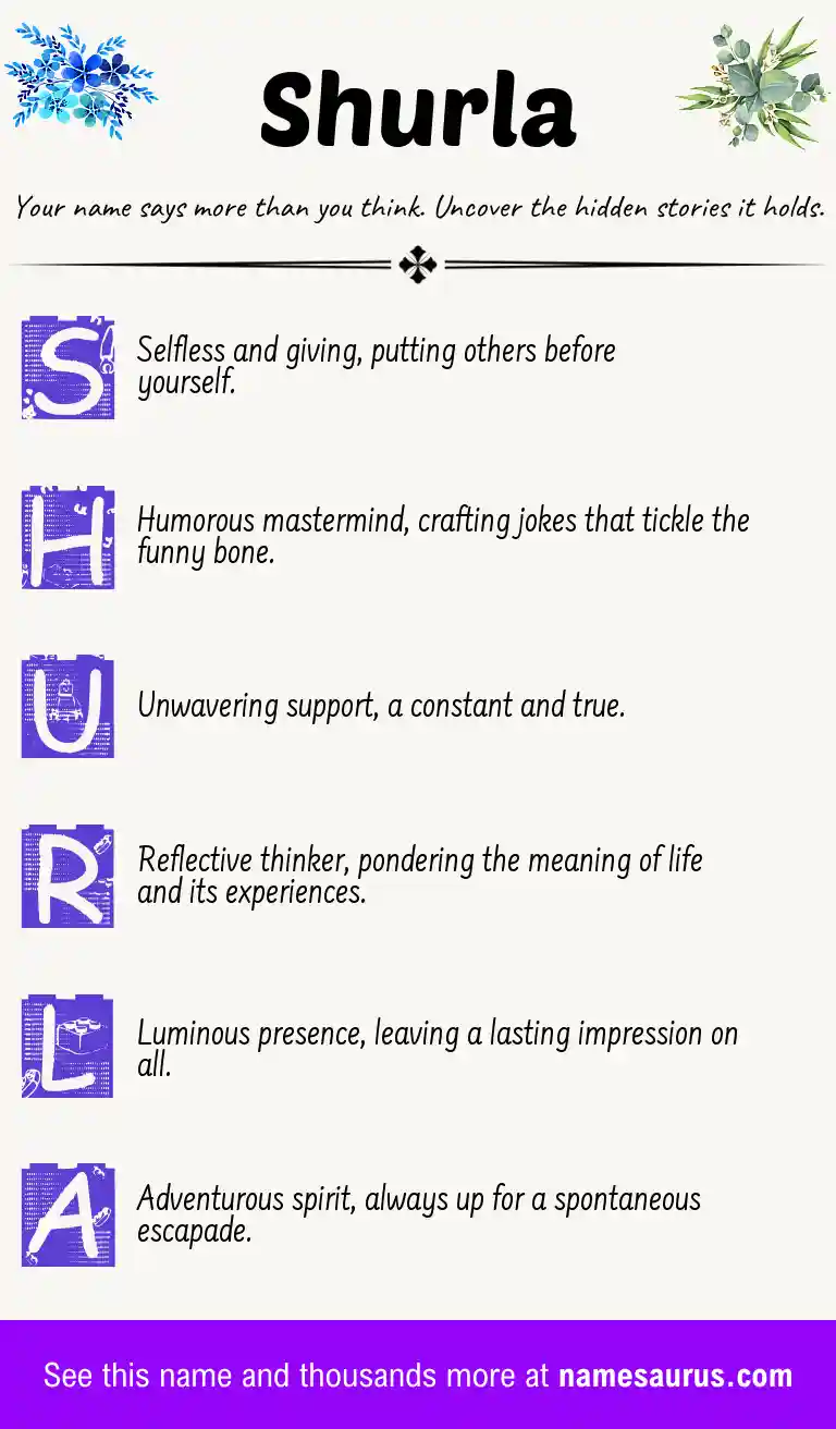 Acrostic poem about Shurla.