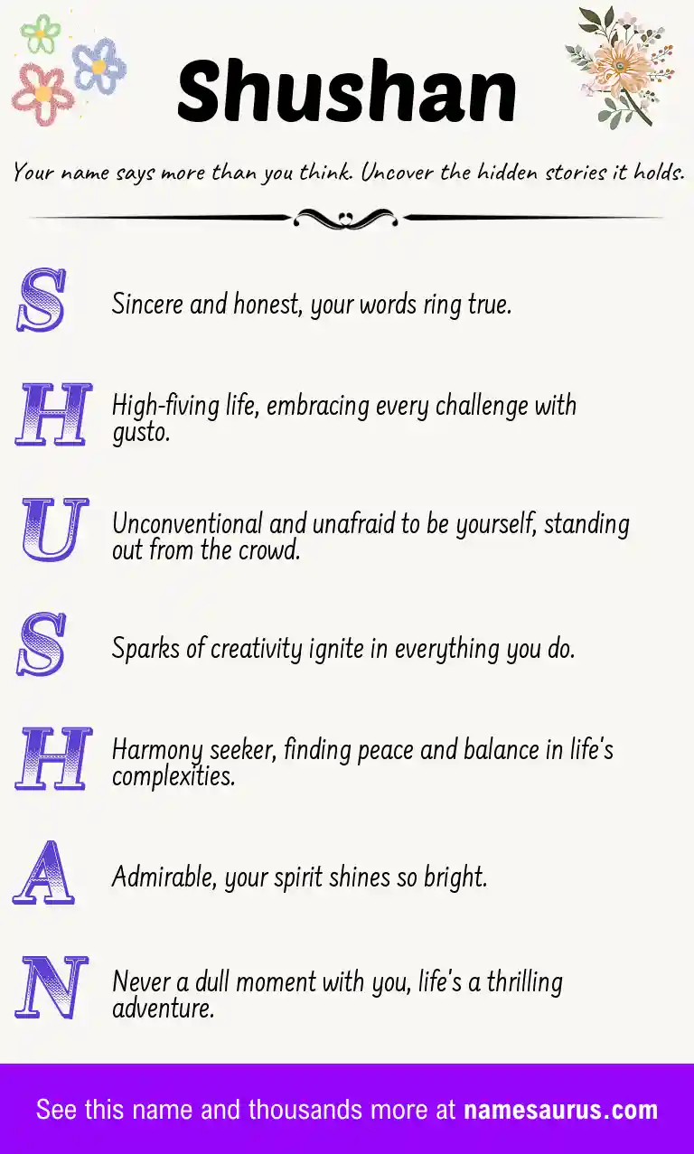 Acrostic poem about Shushan.