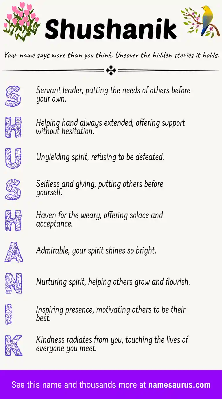 Acrostic poem about Shushanik.