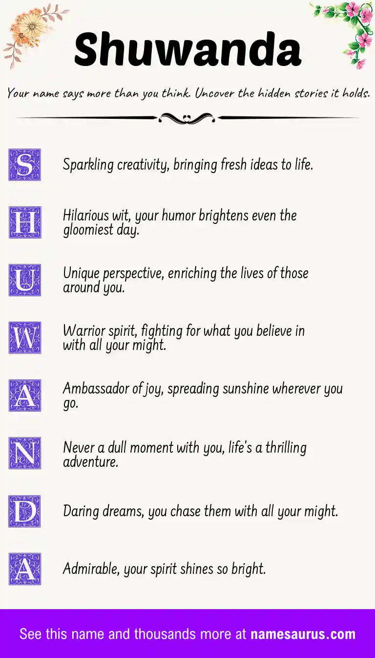 Acrostic poem about Shuwanda.