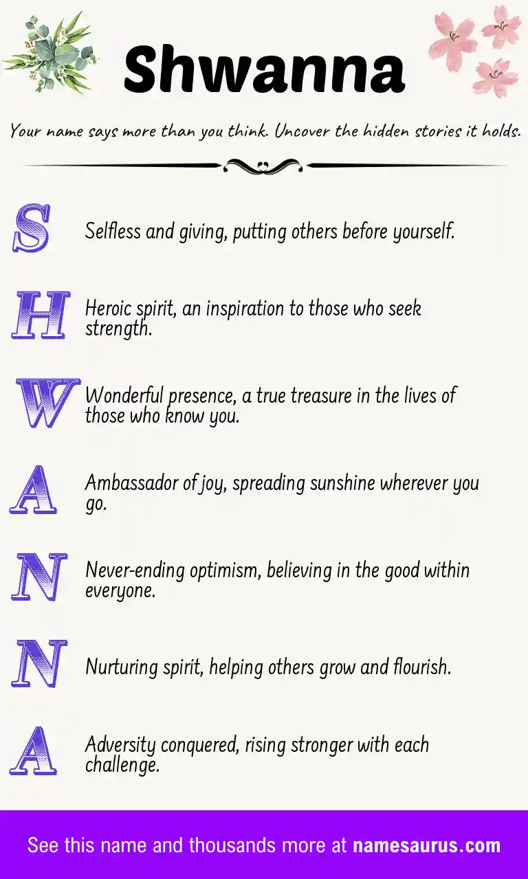 Acrostic poem about Shwanna.