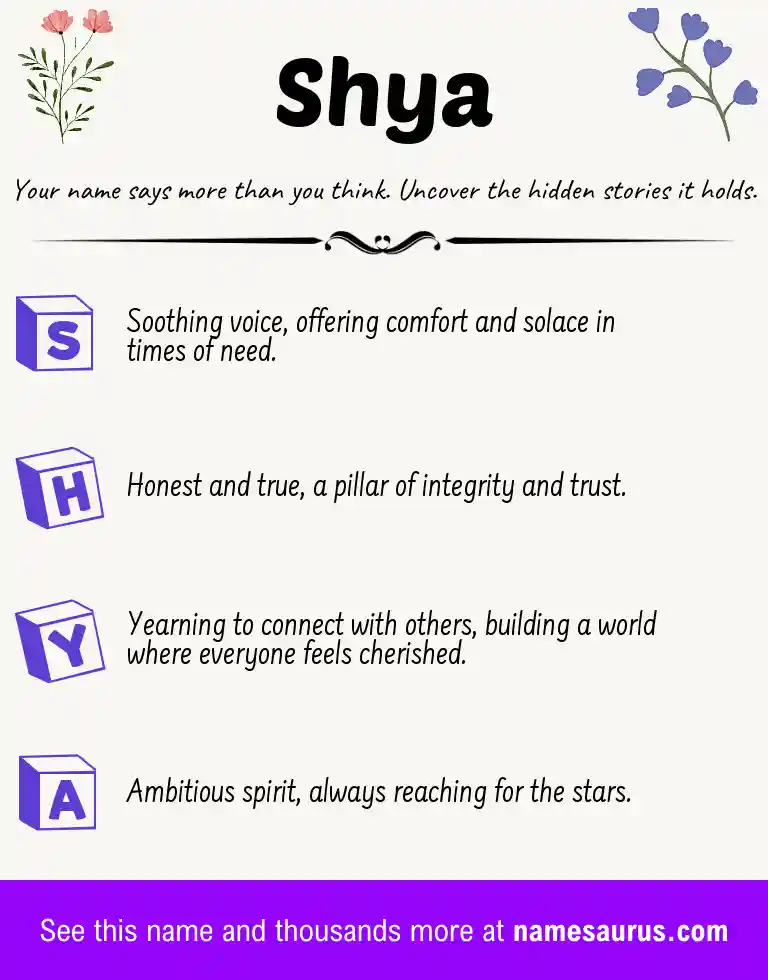 Acrostic poem about Shya.