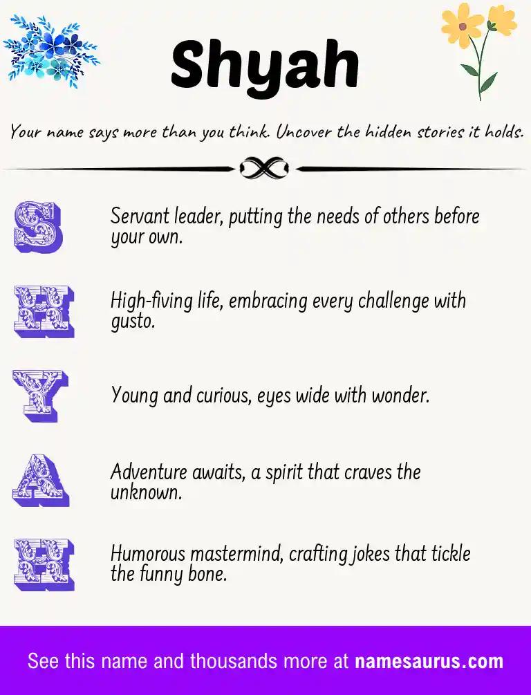 Acrostic poem about Shyah.