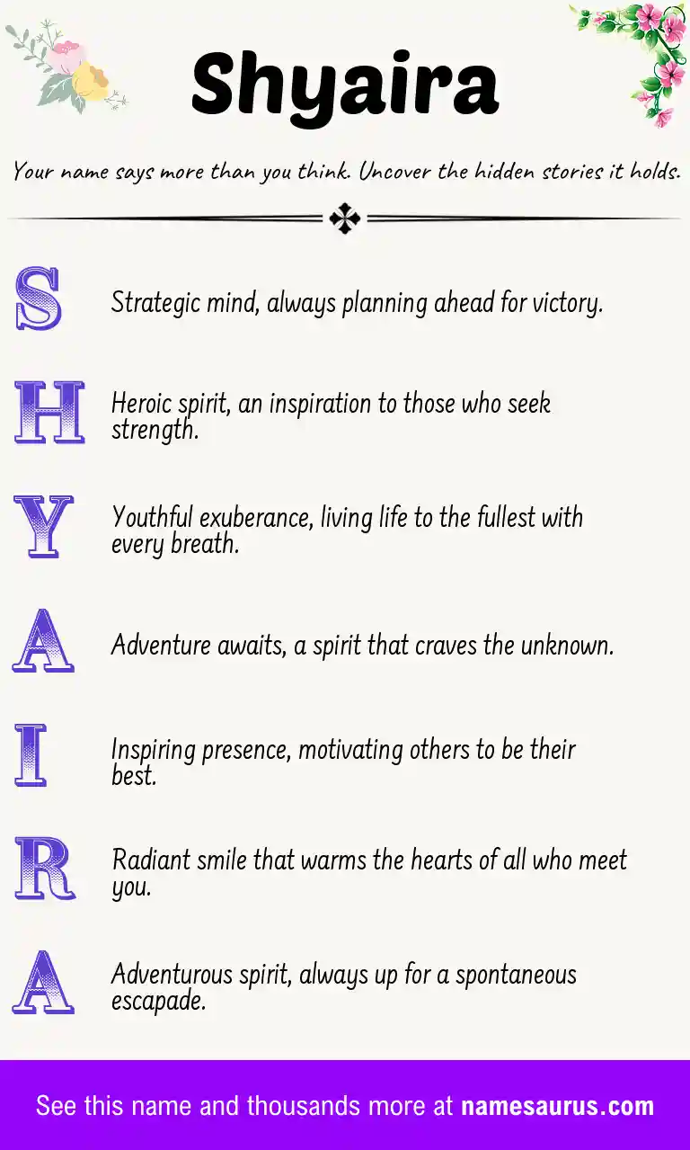Acrostic poem about Shyaira.