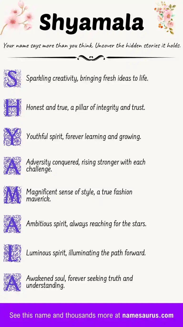 Acrostic poem about Shyamala.