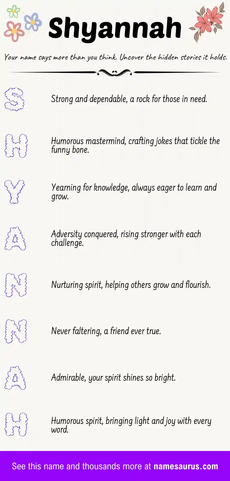 Acrostic poem about Shyannah.