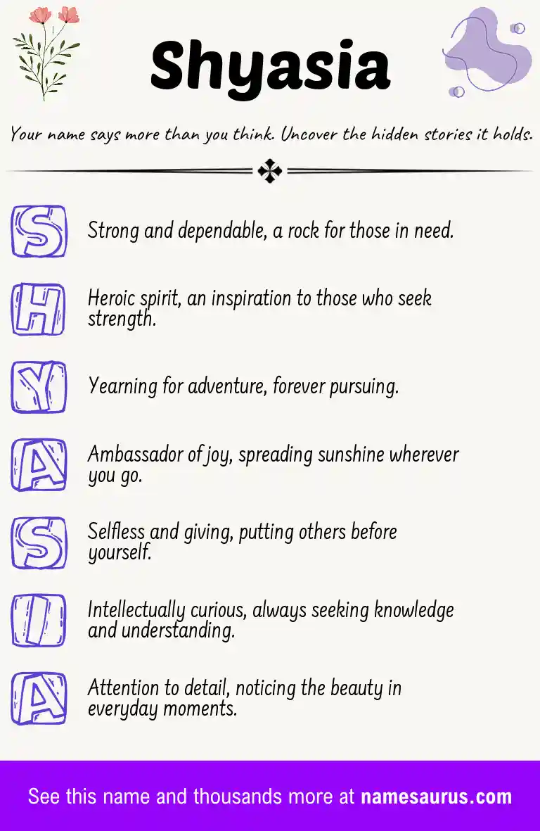 Acrostic poem about Shyasia.